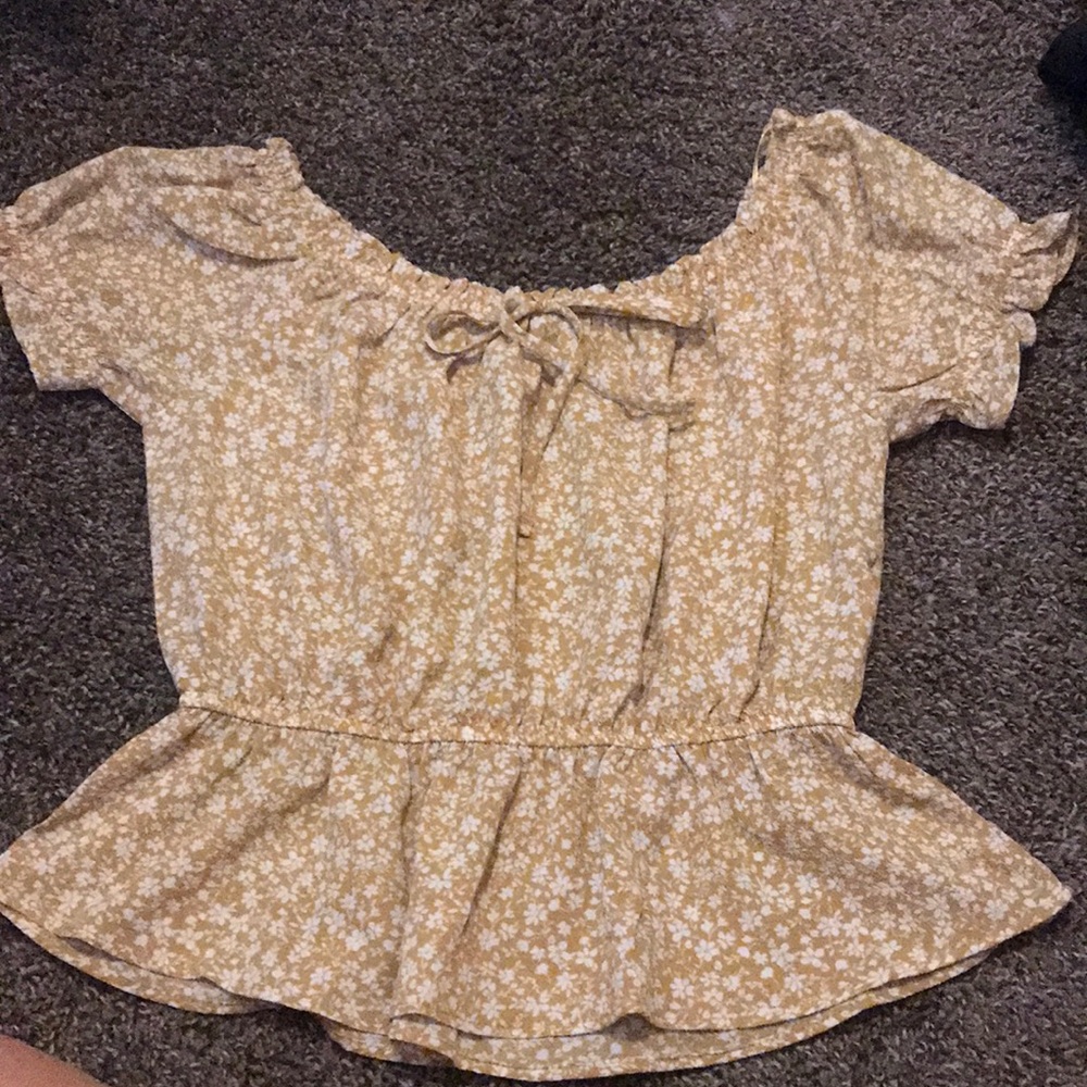Large yellow floral blouse